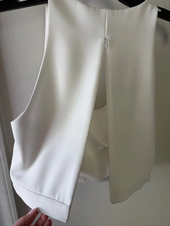 Zara White Cowl Neck Blouse Cropped Top - Picture 4 of 4